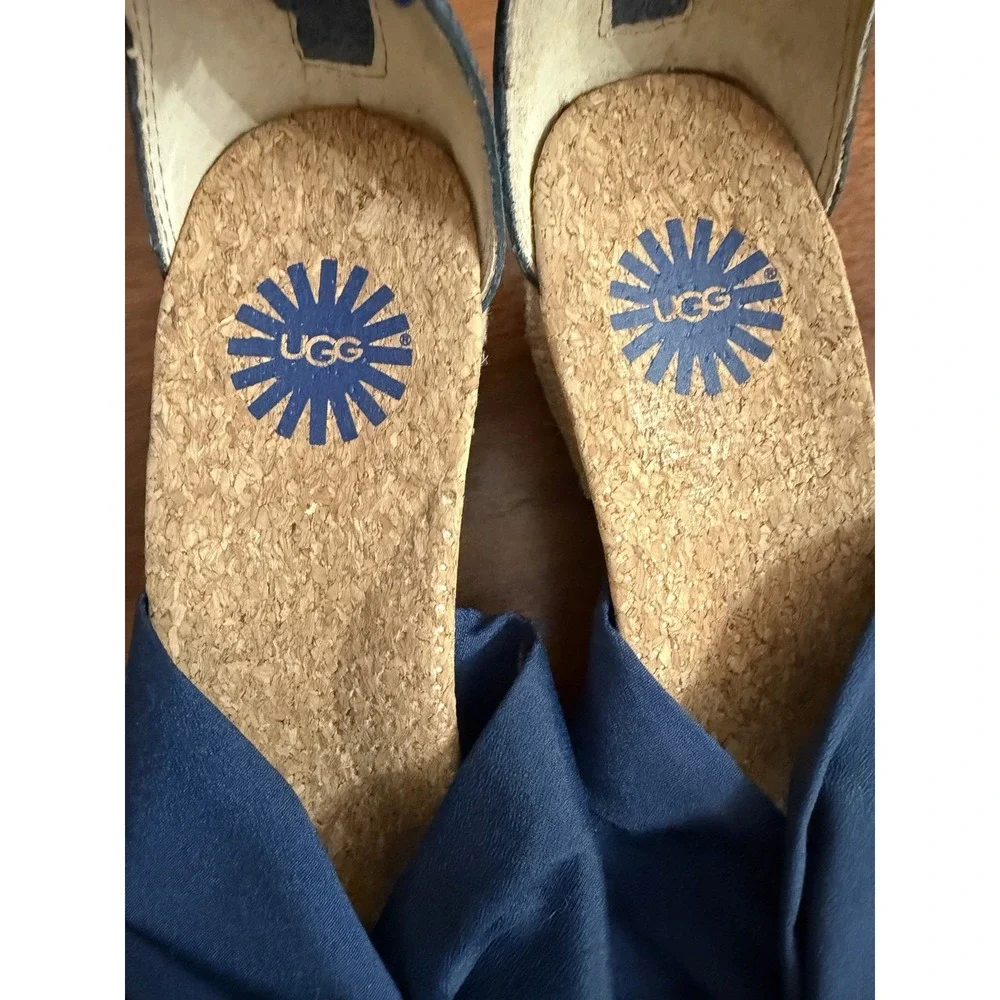 UGG Women's Navy Traci Ankle Straps Espadrilles Sandals Vacation 5.5 NWOB $110
